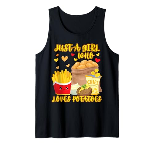Just A Girl Who Loves Potatoes Damen Süßer Kartoffelliebhaber Tank Top von Kids Aesthetic French Fry Funny Positive Spud Love