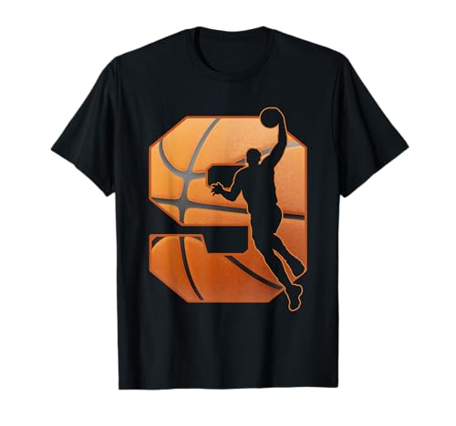 Kinder 9 Jahre alt 9. Basketball Geburtstag Party Thema Jungen Mädchen T-Shirt Kinder 9 Jahre alt 9. Basketball Geburtstag Party Thema Jungen Mädchen T-Shirt von Kids Birthday Basketball Birthday Slam Dunk Themed