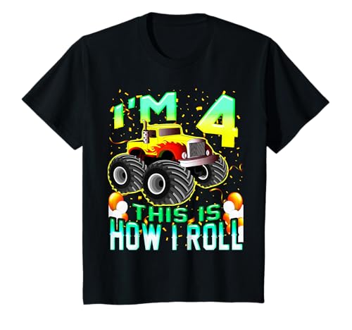 Kinder 4 Jahre alt Shirt 4. Geburtstag Junge Monster Truck Auto T-Shirt Kinder 4 Jahre alt Shirt 4. Geburtstag Junge Monster Truck Auto T-Shirt von Kids Birthday Boy Monster Truck Car Tees
