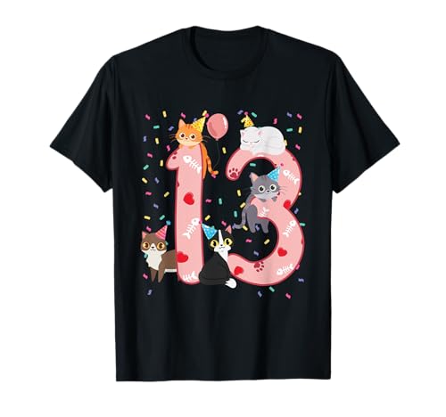13. Geburtstag Mädchen niedliche Katze Outfit 13 Jahre alt Geburtstag Party T-Shirt 13. Geburtstag Mädchen niedliche Katze Outfit 13 Jahre alt Geburtstag Party T-Shirt von Kids Birthday Fashion Cat Kitten gifts for girls