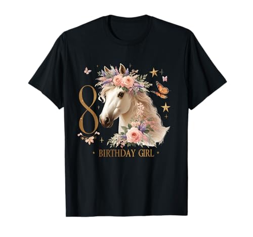 Pferd 8 Jahre Acht Endlich 8. Geburtstag 8 Geburtstag Mädchen T-Shirt Pferd 8 Jahre Acht Endlich 8. Geburtstag 8 Geburtstag Mädchen T-Shirt von Kids Birthday Riding Horse Girl Horse Outfit