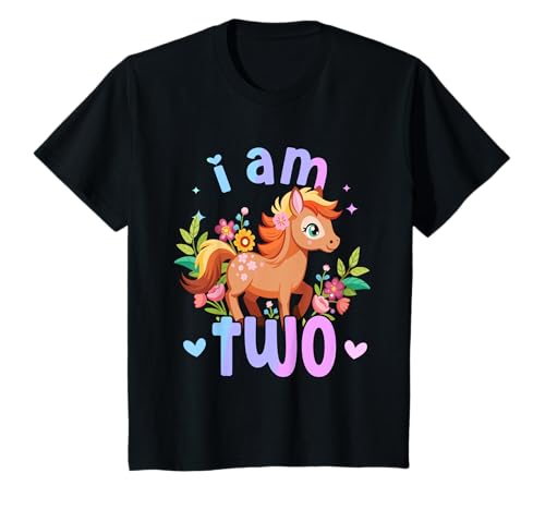 Kinder 2. Geburtstag Pferd Mädchen Zweiter Geburtstag Mädchen 2 Jahre alt T-Shirt von Kids Birthday Riding Horse Girl Horse Party Outfit