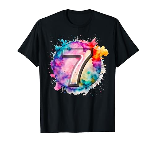 7. Geburtstag Farbspritzer T-Shirt Kinder Mädchen Jungen 7 Jahre T-Shirt von Kids Birthday Shirts, Happy Birthday Family Wear