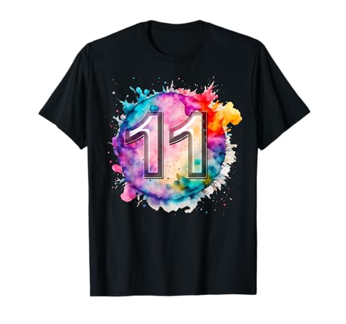 Farbspritzer T-Shirt zum 11. Geburtstag, Kinder, Mädchen, Jungen, 11 Jahr T-Shirt von Kids Birthday Shirts, Happy Birthday Family Wear