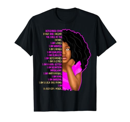 Black Pride Ich Bin EIN schwarzes Mädchen Magische Affirmationen für Mädchen T-Shirt Black Pride Ich Bin EIN schwarzes Mädchen Magische Affirmationen für Mädchen T-Shirt von Kids Black Girl Magic Tees NYC