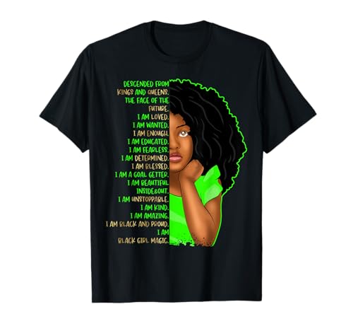 Black Pride Ich Bin EIN schwarzes Mädchen Magische Affirmationen für Mädchen T-Shirt Black Pride Ich Bin EIN schwarzes Mädchen Magische Affirmationen für Mädchen T-Shirt von Kids Black Girl Magic Tees NYC