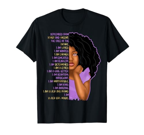 Black Pride Ich Bin EIN schwarzes Mädchen Magische Affirmationen für Mädchen T-Shirt Black Pride Ich Bin EIN schwarzes Mädchen Magische Affirmationen für Mädchen T-Shirt von Kids Black Girl Magic Tees NYC