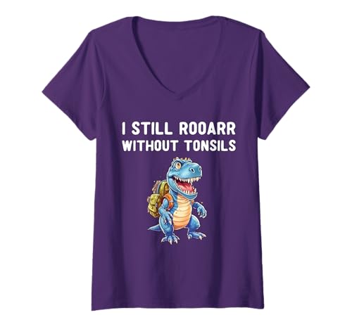 Damen Boys Tonsil Removal Surgery Get Well Kids T-Shirt mit V-Ausschnitt Damen Boys Tonsil Removal Surgery Get Well Kids T-Shirt mit V-Ausschnitt von Kids Boys Tonsil Removal Recovery