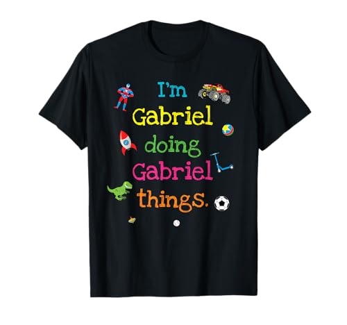 Gabriel süßes personalisiertes Kinder-Cartoon-Geschenk für Jungen T-Shirt Gabriel süßes personalisiertes Kinder-Cartoon-Geschenk für Jungen T-Shirt von Kids Clothes Co