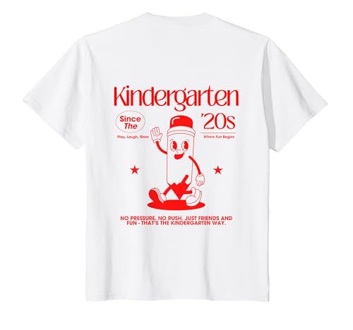 Kinder Kindergarten Since 20s | Retro Kindergartenkind Backprint T-Shirt von Kids Designs - Kita Kindertagesstätte 123 Schule