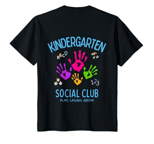 Kinder Kindergarten Social Club | Kindergartenkind ABC Backprint T-Shirt von Kids Designs - Kita Kindertagesstätte 123 Schule