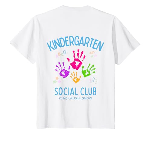 Kinder Kindergarten Social Club | Kindergartenkind ABC Backprint T-Shirt von Kids Designs - Kita Kindertagesstätte 123 Schule