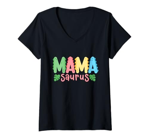 Damen Mama Saurus Kinder Dinosaurier Geburtstag Party Familie Matching T-Shirt mit V-Ausschnitt Damen Mama Saurus Kinder Dinosaurier Geburtstag Party Familie Matching T-Shirt mit V-Ausschnitt von Kids Dinosaur Birthday Party Squad Outfit