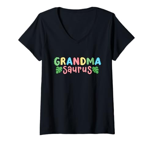 Damen Oma Saurus Kinder Dinosaurier Geburtstag Party Familie Matching T-Shirt mit V-Ausschnitt Damen Oma Saurus Kinder Dinosaurier Geburtstag Party Familie Matching T-Shirt mit V-Ausschnitt von Kids Dinosaur Birthday Party Squad Outfit