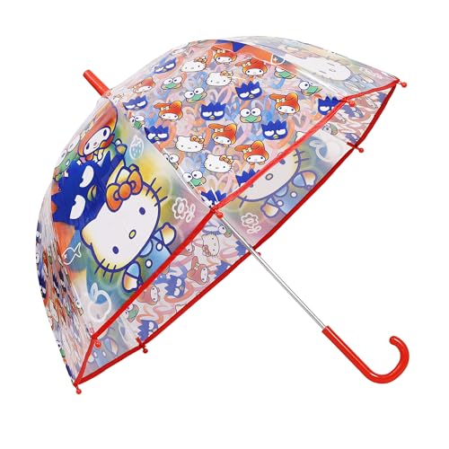 Hello Kitty Regenschirm aus transparentem Fiberglas, mehrfarbig, Einheitsgröße Hello Kitty Regenschirm aus transparentem Fiberglas, mehrfarbig, Einheitsgröße von Kids Euroswan