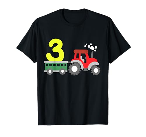 Bauernhof Traktor 3. Geburtstag 3 Jahre alt Kleinkind Jungen Kind T-Shirt von Kids Fun Tractor Birthday Party Outfit Gifts
