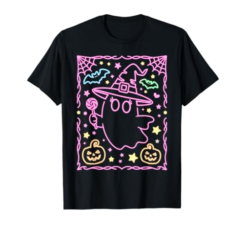 Süßes Halloween Mädchen Rosa Geist Hexe Süßigkeiten Kürbis Kinder T-Shirt von Kids Halloween Shirt Company LLC