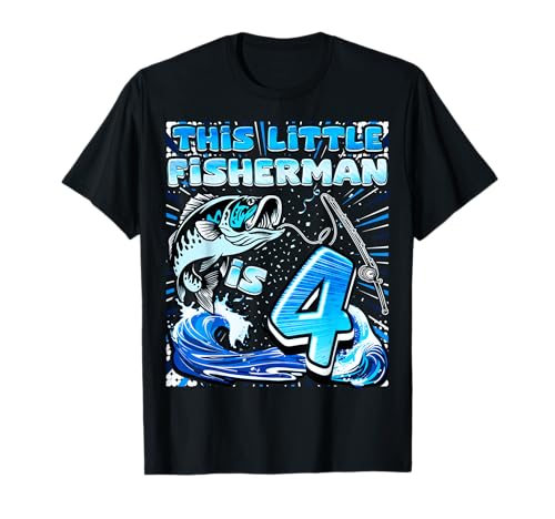 Angeln Geburtstag Shirt 4 Jahre alt Junge Fisher 4th Bday Kinder T-Shirt Angeln Geburtstag Shirt 4 Jahre alt Junge Fisher 4th Bday Kinder T-Shirt von Kids Happy Birthday Fishing Fun, Boy Fisher Gifts