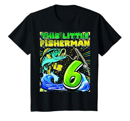 Kinder Angeln Geburtstag Shirt 6 Jahre alt Junge Fisher 6th Bday Kinder T-Shirt Kinder Angeln Geburtstag Shirt 6 Jahre alt Junge Fisher 6th Bday Kinder T-Shirt von Kids Happy Birthday Fishing Fun, Boy Fisher Gifts