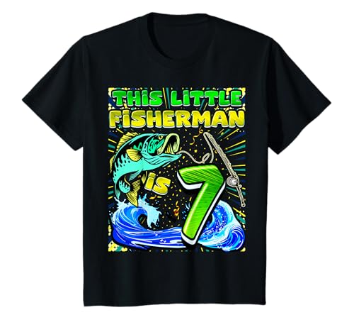 Kinder Angeln Geburtstag Shirt 7 Jahre alt Junge Fisher 7th Bday Kinder T-Shirt Kinder Angeln Geburtstag Shirt 7 Jahre alt Junge Fisher 7th Bday Kinder T-Shirt von Kids Happy Birthday Fishing Fun, Boy Fisher Gifts