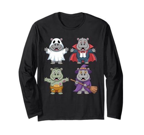 Lustiges Nilpferd Geist Hexe Zombie Halloween Kostüm Jungen Mädchen Langarmshirt Lustiges Nilpferd Geist Hexe Zombie Halloween Kostüm Jungen Mädchen Langarmshirt von Kids Hippo Halloween Toddler Tee