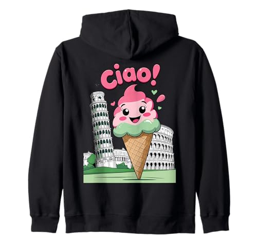 Ciao! Niedliches italienisches Gelati-Kolosseum Rom Kinder Jungen oder Mädchen Kapuzenjacke Ciao! Niedliches italienisches Gelati-Kolosseum Rom Kinder Jungen oder Mädchen Kapuzenjacke von Kids Italy Souvenir Leaning Tower Pisa Ice Cream