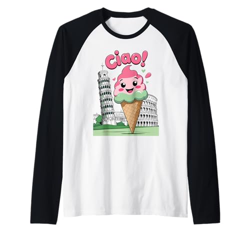 Ciao! Niedliches italienisches Gelati-Kolosseum Rom Kinder Jungen oder Mädchen Raglan Ciao! Niedliches italienisches Gelati-Kolosseum Rom Kinder Jungen oder Mädchen Raglan von Kids Italy Souvenir Leaning Tower Pisa Ice Cream