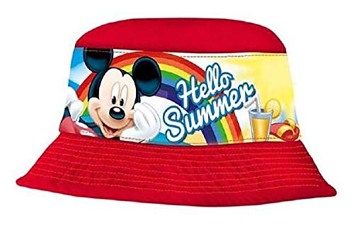 HOVUK® Disney-Figur Mickey Mouse Hello Sommer Unisex Kinder Offizieller Bucket Bush Hut Fischerhut Vorschulhut 3+ Jahre, Mickey Mouse Hello Sommerhut Fischerhut, 48 cm, Small von Kids Licencing