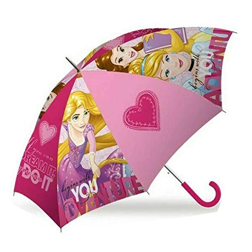 Disney Princess Regenschirm für Kinder Mädchen, klassischer Stockschirm, automatisches Öffnen, winddicht, 101,6 cm, Bogen-Baldachin, für Kinder von 3–7 Jahren, Rosa, Hellrosa, Small von Kids Licensing