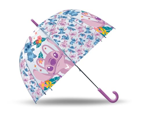 Kids Licensing Transparenter Regenschirm, 46 cm, Glockenform mit 46 cm Stitch, Hawaiianischer Stich von Kids Licensing