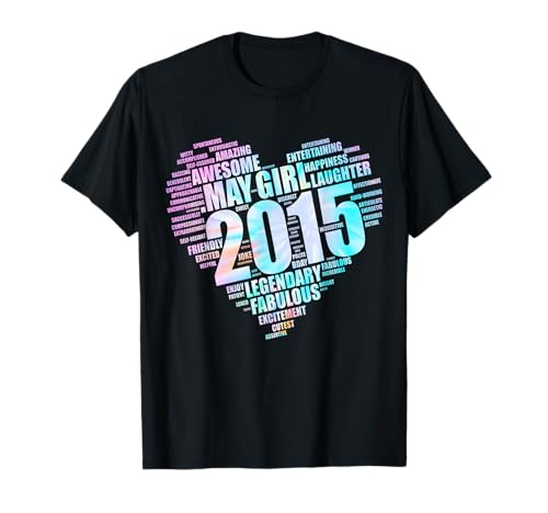 Awesome May Girl 2015, fabelhaftes großes Herz, 10. Geburtstag, zehnter Geburtstag T-Shirt Awesome May Girl 2015, fabelhaftes großes Herz, 10. Geburtstag, zehnter Geburtstag T-Shirt von Kids Limited Edition Ten Years Love Epic Vintage