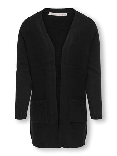 Kids Only Mädchen KONLESLY L/S Open Cardigan KNT Strickjacke, Black, 110/116 von ONLY