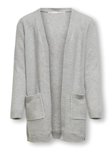 Kids Only Mädchen KONLESLY L/S Open Cardigan KNT Strickjacke, Light Grey Melange, 110/116 von ONLY