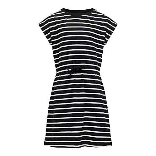 Kids Only Mädchen KONMAY Life S/S Dress Box NOOS JRS Kleid, Black/Stripes:Cloud Dancer, 122/128 von ONLY