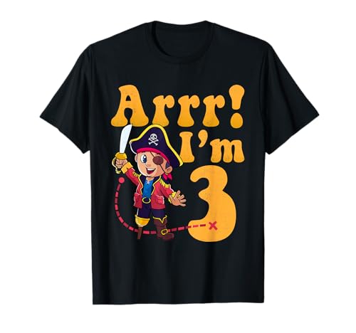 Kinder 3. Piraten-Geburtstagsparty Arrr I'm 3 Three Years Old T-Shirt Kinder 3. Piraten-Geburtstagsparty Arrr I'm 3 Three Years Old T-Shirt von Kids Pirate Birthday Party Family Crew Outfit