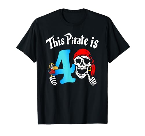 Piratenparty für Kinder zum 4. Geburtstag, Jungen, Kleinkinder, Familie T-Shirt Piratenparty für Kinder zum 4. Geburtstag, Jungen, Kleinkinder, Familie T-Shirt von Kids Pirate Birthday Party Outfit 4 Years