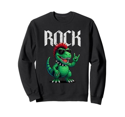 Punk Rock Musik Geschenke Punk Dinosaurier Rock Band Männer Frauen Kinder Sweatshirt von Kids Rock and Wear Music Lover Gifts