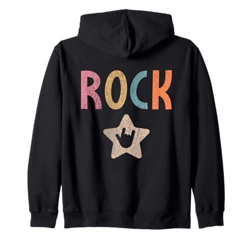 Rock Star Kids Rock and Roll Vintage Rockmusikschild Punk Kapuzenjacke Rock Star Kids Rock and Roll Vintage Rockmusikschild Punk Kapuzenjacke von Kids Rock and Wear Rock On Sign, Boys Girls Family