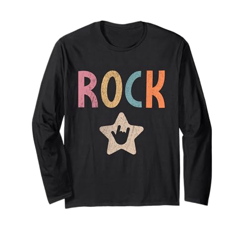 Rock Star Kids Rock and Roll Vintage Rockmusikschild Punk Langarmshirt Rock Star Kids Rock and Roll Vintage Rockmusikschild Punk Langarmshirt von Kids Rock and Wear Rock On Sign, Boys Girls Family