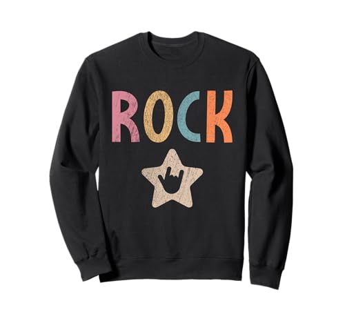 Rock Star Kids Rock and Roll Vintage Rockmusikschild Punk Sweatshirt Rock Star Kids Rock and Roll Vintage Rockmusikschild Punk Sweatshirt von Kids Rock and Wear Rock On Sign, Boys Girls Family
