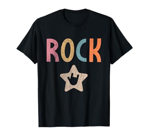 Rock Star Kids Rock and Roll Vintage Rockmusikschild Punk T-Shirt Rock Star Kids Rock and Roll Vintage Rockmusikschild Punk T-Shirt von Kids Rock and Wear Rock On Sign, Boys Girls Family