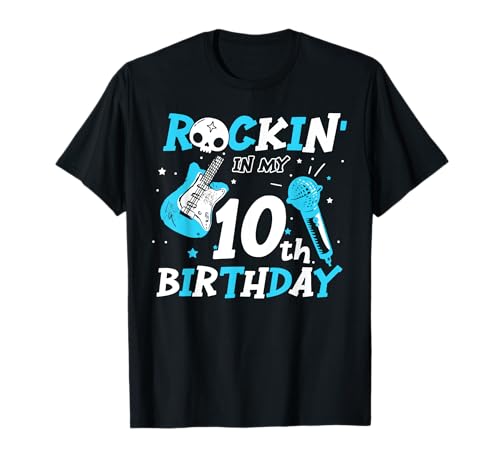 Rockstar Gitarre für Jungen zum 10. Geburtstag mit Rockstar-Motiv T-Shirt Rockstar Gitarre für Jungen zum 10. Geburtstag mit Rockstar-Motiv T-Shirt von Kids Rockstar Birthday Party Supplies