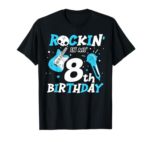 Rockstar Gitarre für Jungen zum 8. Geburtstag mit Rockstar-Motiv T-Shirt Rockstar Gitarre für Jungen zum 8. Geburtstag mit Rockstar-Motiv T-Shirt von Kids Rockstar Birthday Party Supplies