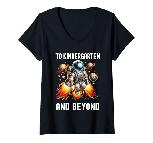 Damen In den Kindergarten und danach Astronaut Zurück zur Schule T-Shirt mit V-Ausschnitt Damen In den Kindergarten und danach Astronaut Zurück zur Schule T-Shirt mit V-Ausschnitt von Kids School Back to Kindergarten and Beyond Tee