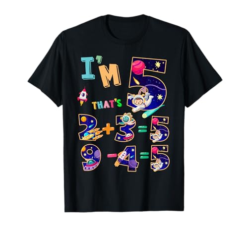 Mathematik 5. Geburtstag Weltraum Idee für Kinder & 5 Jahre alte Zahlen T-Shirt Mathematik 5. Geburtstag Weltraum Idee für Kinder & 5 Jahre alte Zahlen T-Shirt von Kids Space Themed Outfit Ideas For 5 Year Old