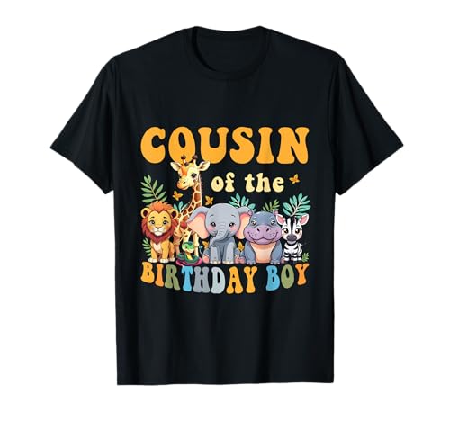 Cousin of the Birthday Boy Kid Safari Dschungel Tier Matching T-Shirt von Kids Zoo Birthday Party Safari Animal Bday Outfit