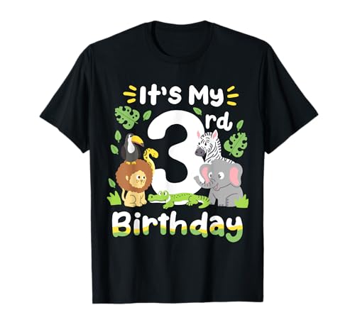 Jungle Safari 3. Geburtstag Zoo Tier Drei Jahre alte Kinder T-Shirt von Kids Zoo Birthday Party Safari Animal Bday Outfit