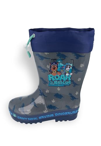 Kids2Go PawPatrol Dino Rescue Regenstiefel in Grau/Blau mit verstellbarem Kordelzug in den Größen 27 von Kids2Go