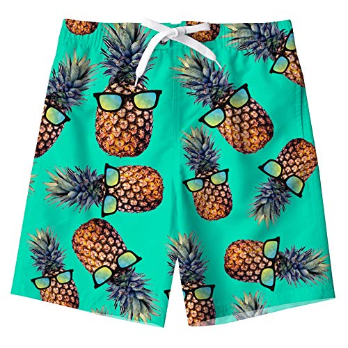 kids4ever Jungen Badehose Ananas Lustig 3D Gedruckt Badeshorts Kinder Sommer Schnell Trocknend Strand Surf Board Swim Trunks von kids4ever