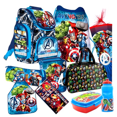 Avengers 10 Teile Set Schulranzen Ranzen Federmappe Tornister Schultüte 85 cm mit Sticker-von-Kids4shop von Kids4shop